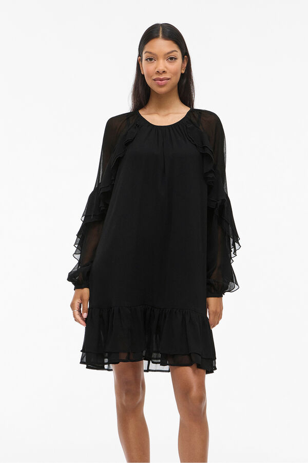 Vila Vestido corto con volantes Negro