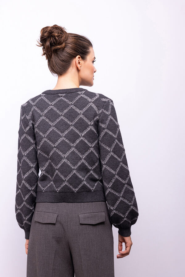 Object Cardigan punto rombos Gris oscuro
