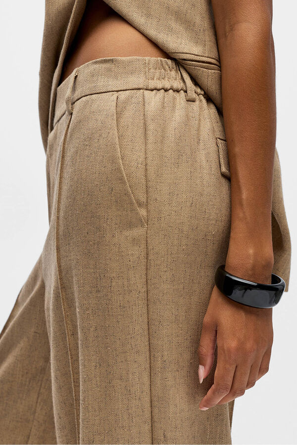 Object Pantal&oacute;n ancho tweed Marr&oacute;n