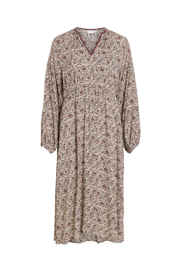 Vila Vestido midi estampado cachemir Estampado beige