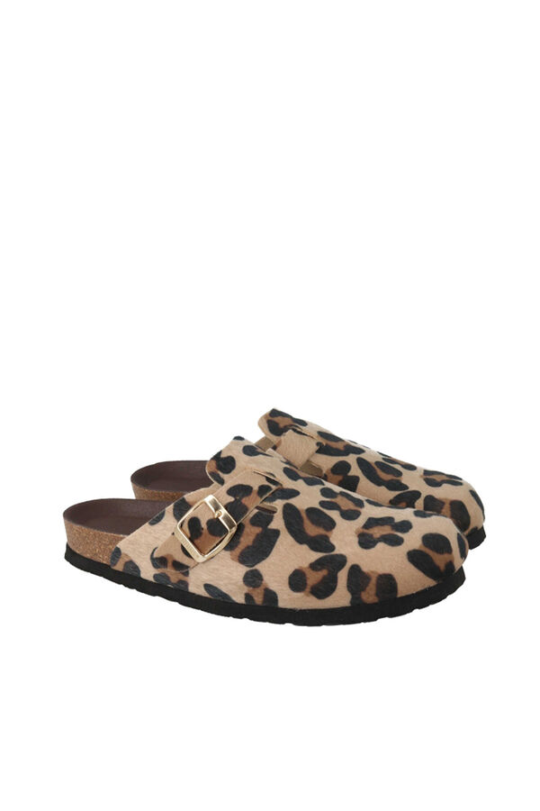 Genuins Zueco animal print Estampado marr&oacute;n