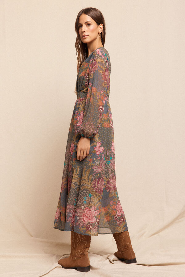 Slowlove Vestido largo estampado Estampado verde