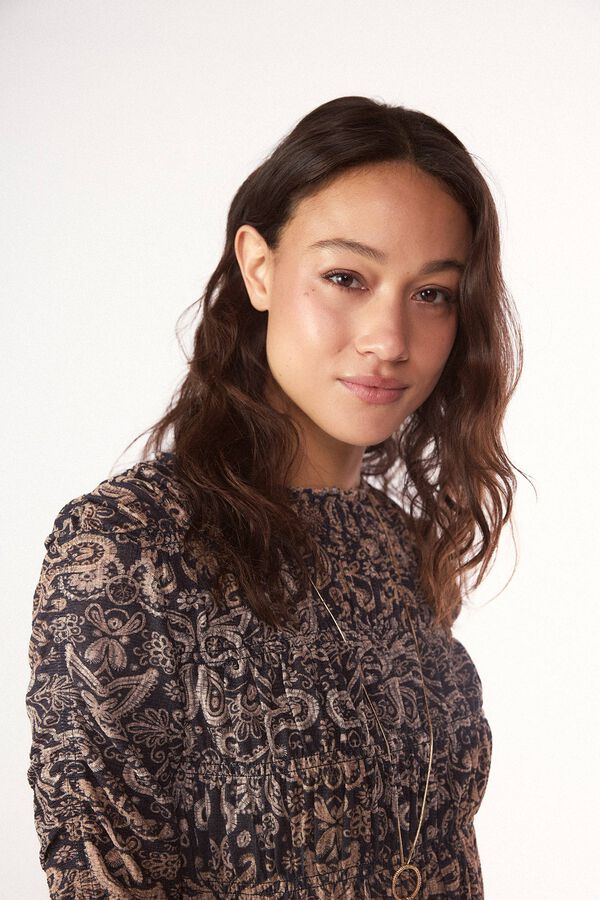 Slowlove Top frunces estampado Estampado gris