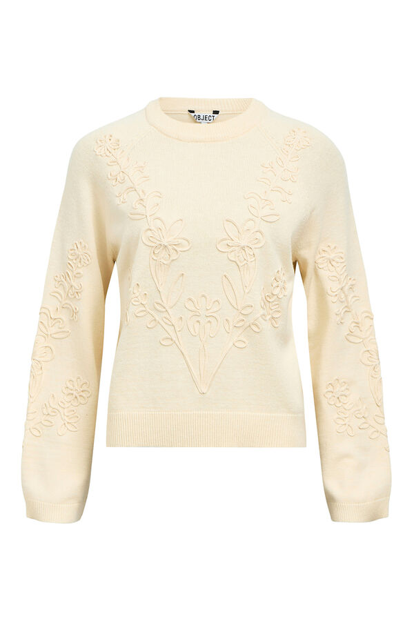 Object Jersey punto bordado flores Beige