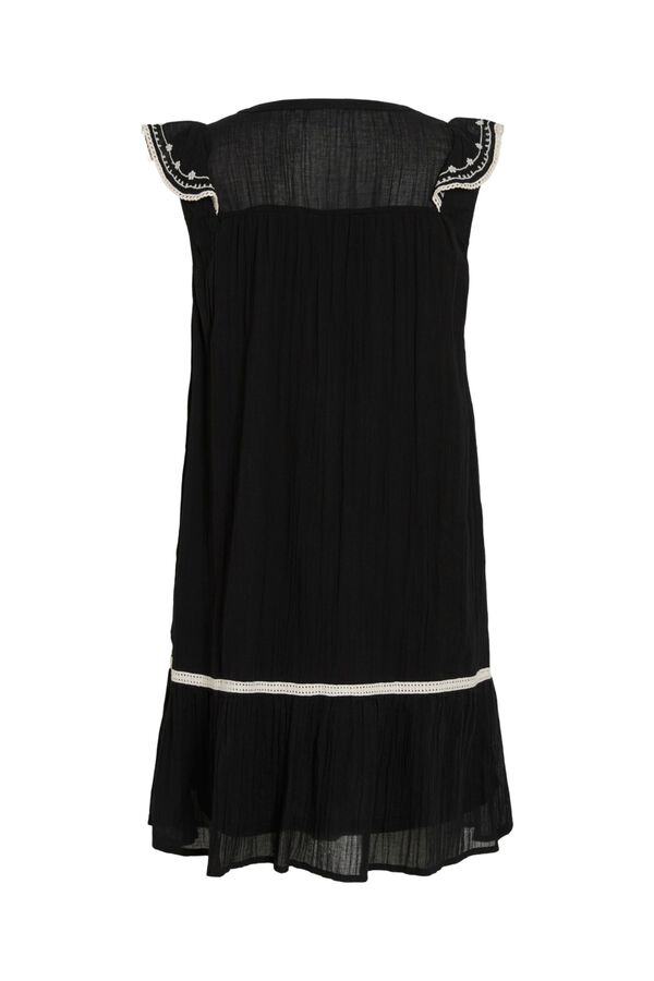 Vila Vestido corto con bordados de algod&oacute;n org&aacute;nico Negro