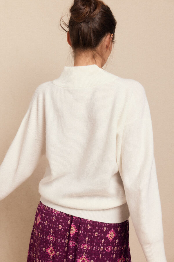 Slowlove Jersey perlado pico Marfil