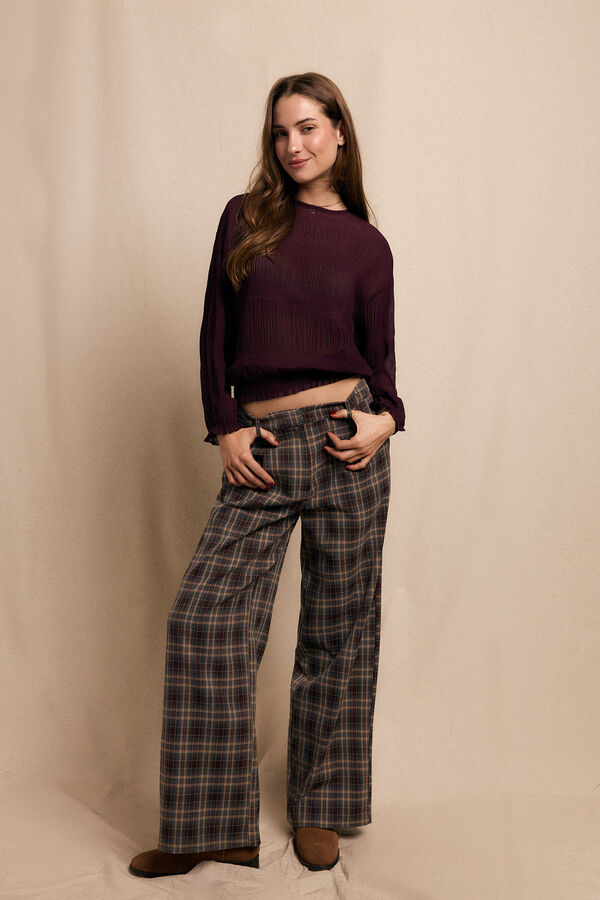 Slowlove Blusa fruncida Granate