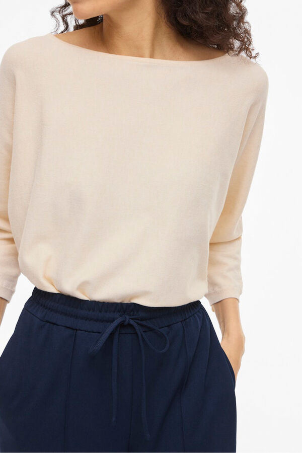 Vila Jersey fino cuello barco Beige