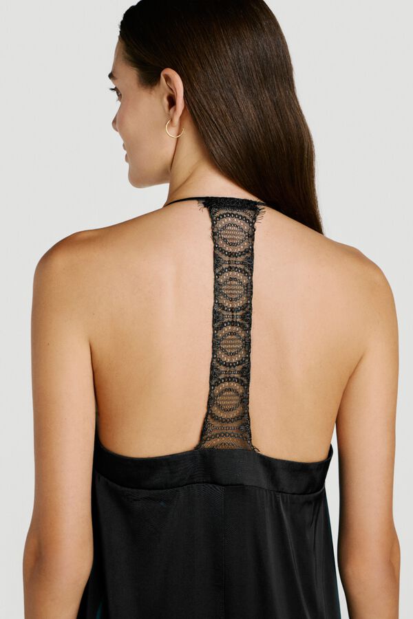Vila Vestido largo de tirantes con encaje Negro
