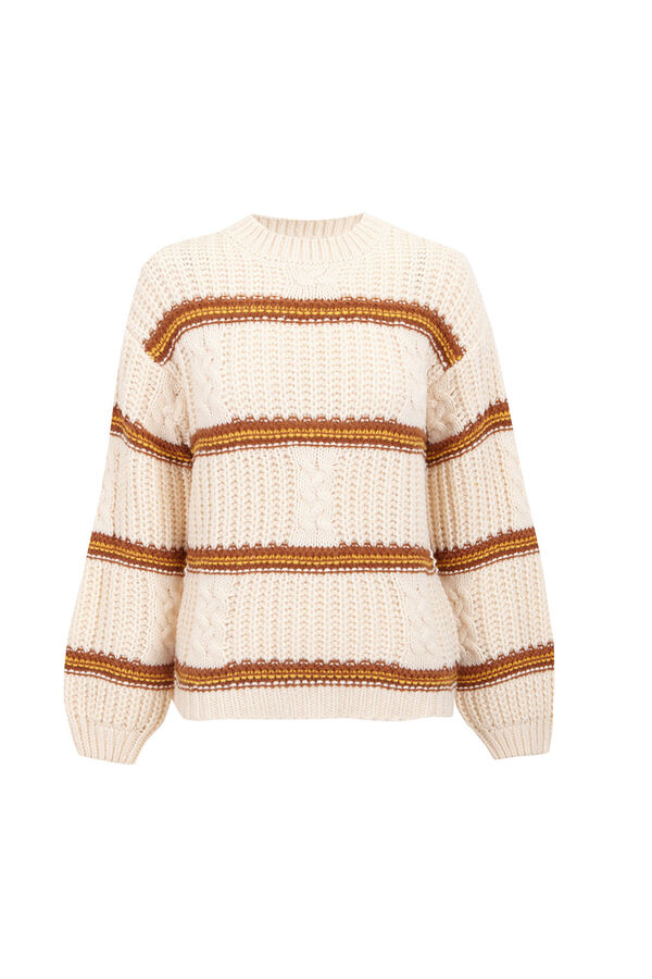 Slowlove Jersey punto perlado rayas Marfil