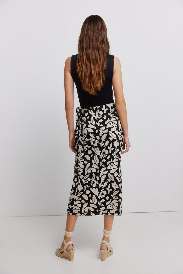 Vila Falda pareo midi estampada Negro