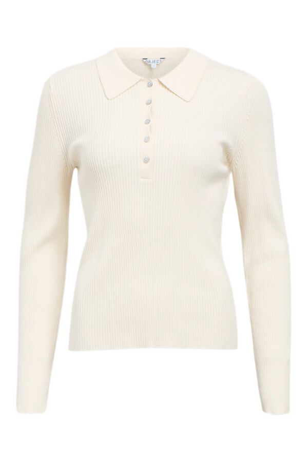 Object Jersey canal&eacute; cuello polo Beige