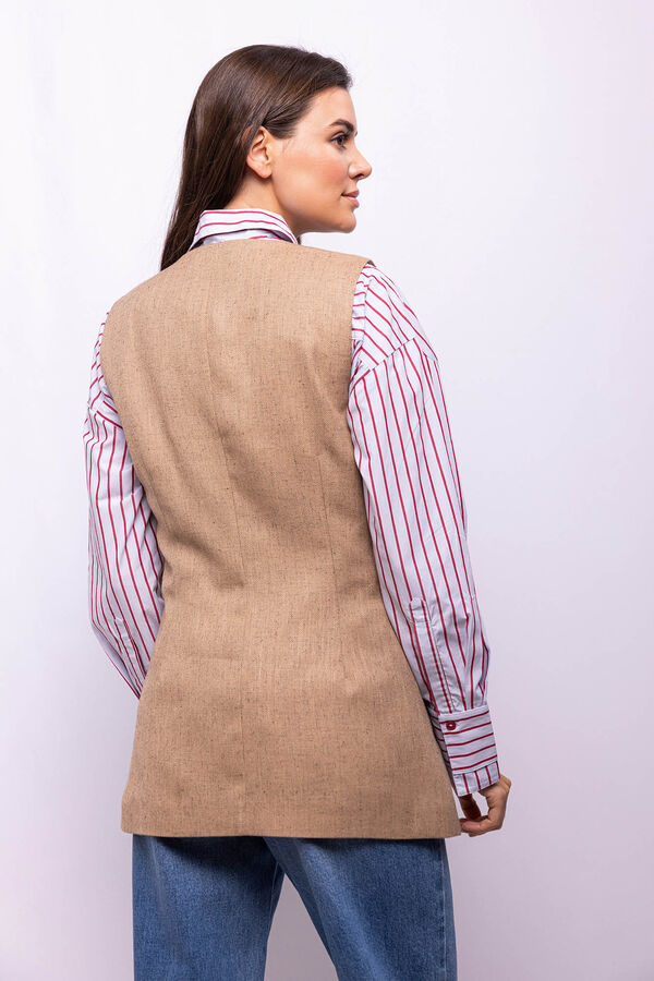 Object Chaleco cruzado tweed Marr&oacute;n