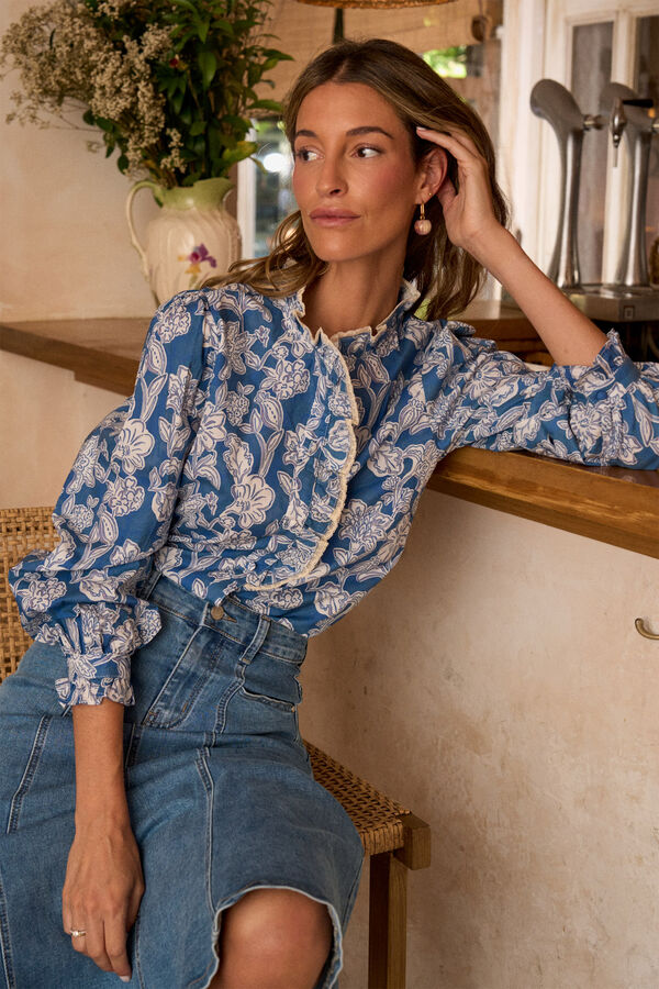Pol&iacute;n Et Moi Camisa estampada Marinna Azul