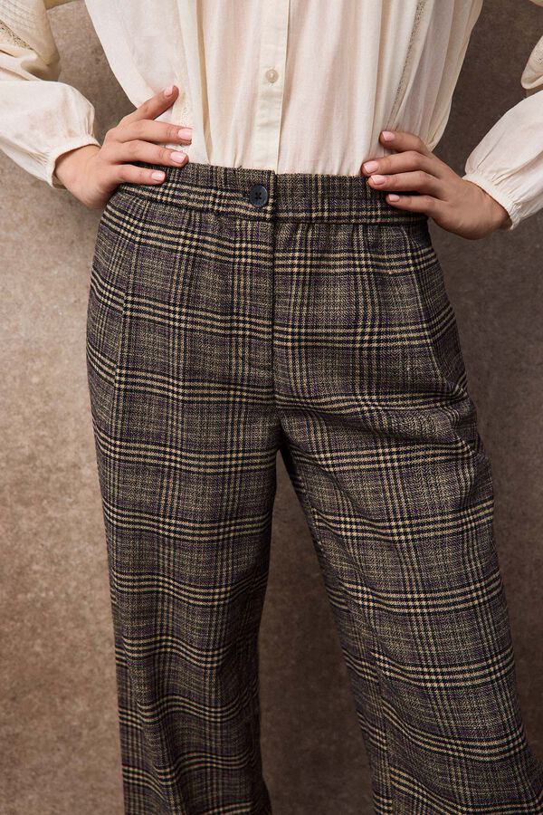 Slowlove Pantal&oacute;n de cuadros Estampado gris