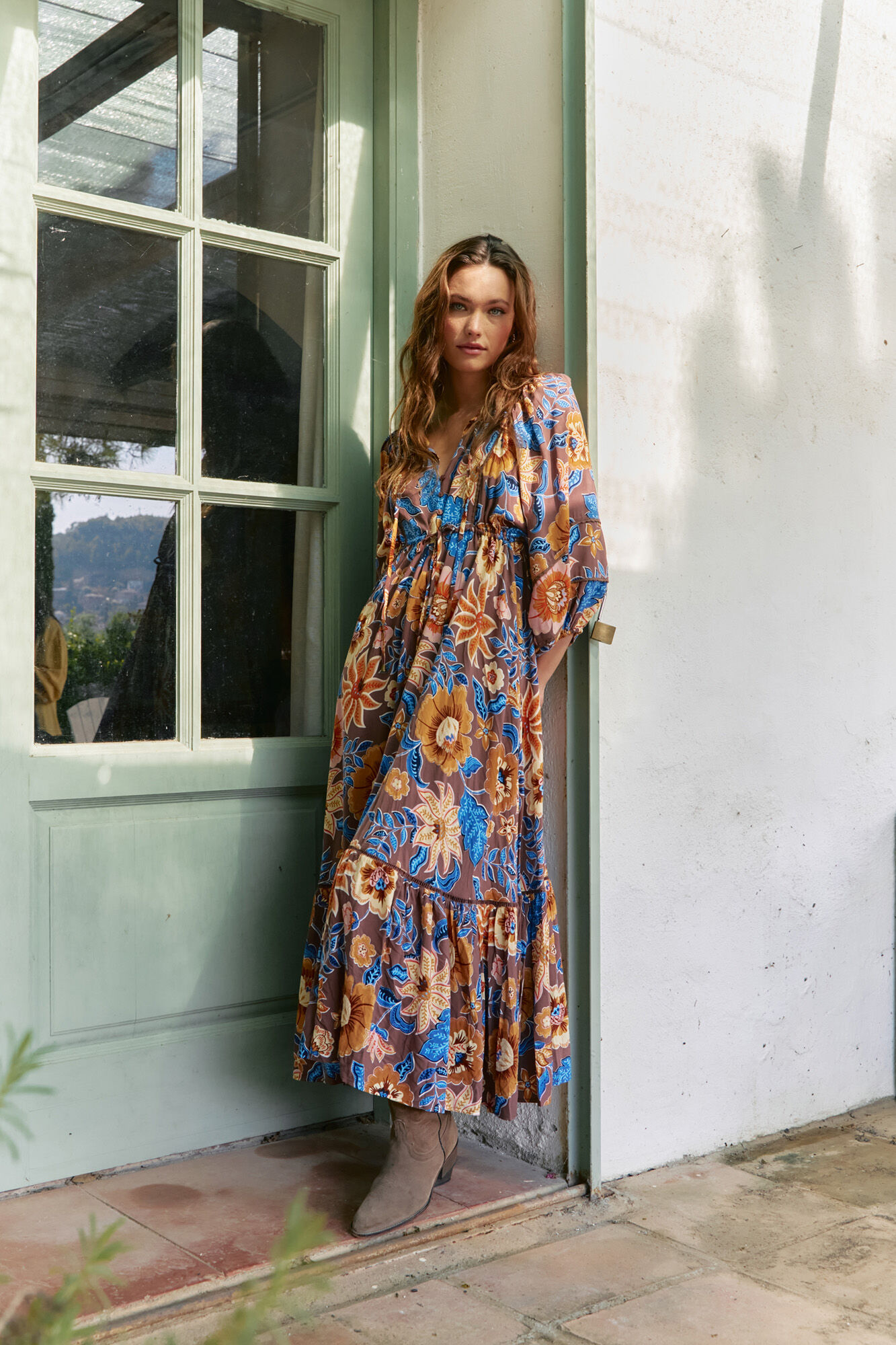 Jaase Vestido largo catalonia estampado tierra