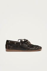 Alohas Mocasines de cuero efecto vintage Rowan Marr&oacute;n oscuro