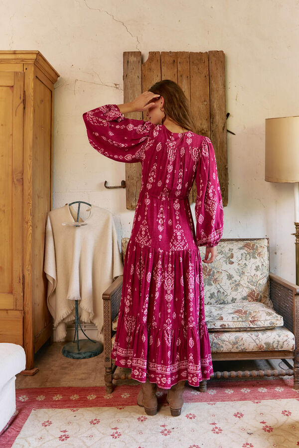 Jaase Vestido largo Teresa estampado Rhubarb Estampado granate