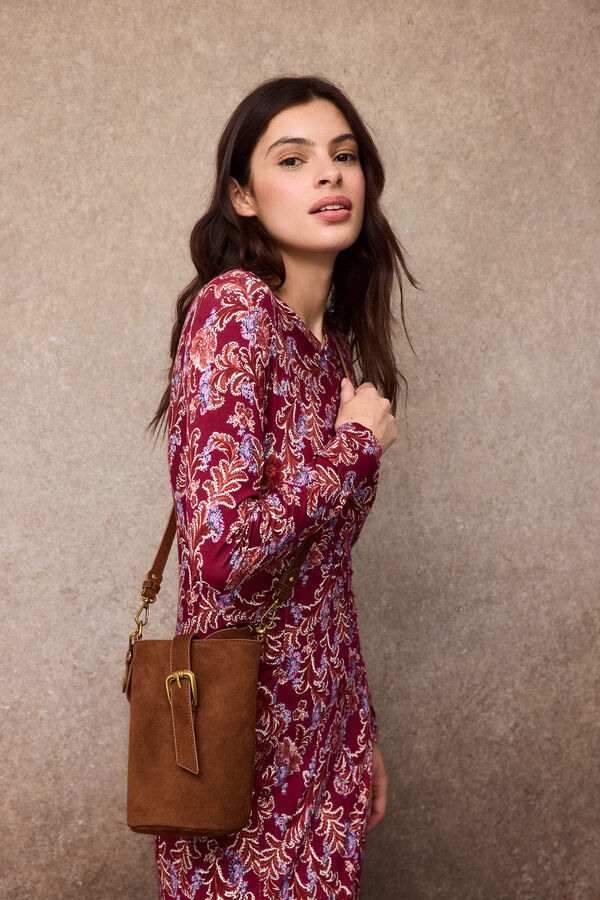 Slowlove Vestido estampado frunces Rojo