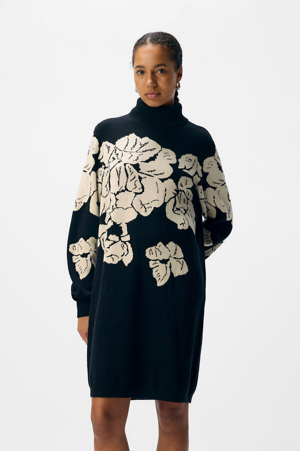 Object Vestido punto estampado Negro