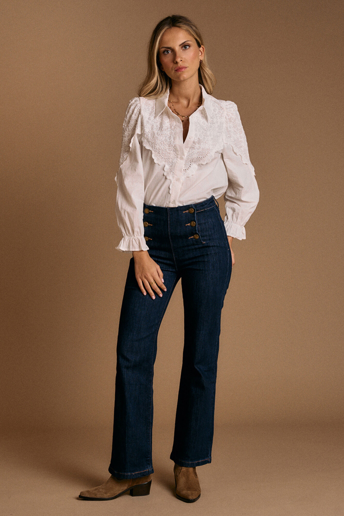 Pol&iacute;n Et Moi Camisa bordado Blanca