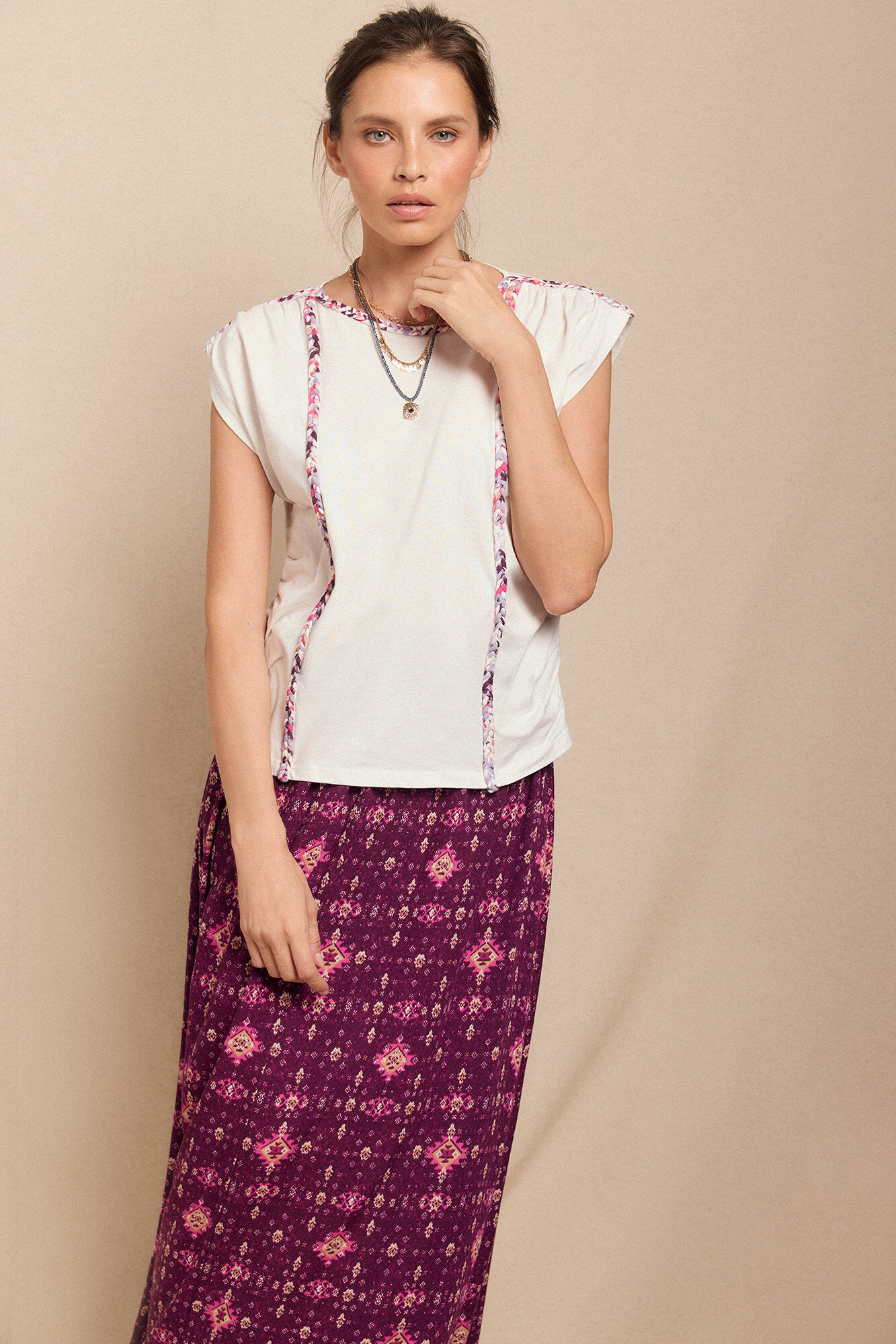 Slowlove Camiseta trenza fruncida