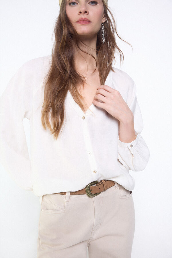 Slowlove Blusa plisada fluida Blanco