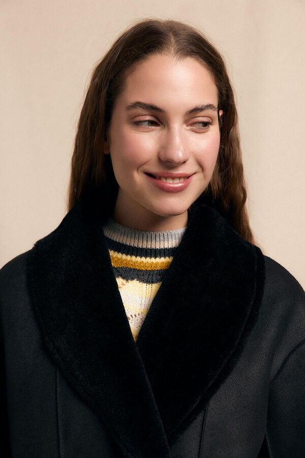 Slowlove Abrigo corto efecto doble faz Negro