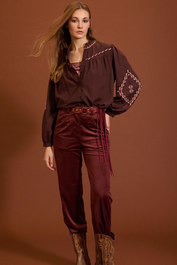 Meisie Pantalones de pana plisados Granate