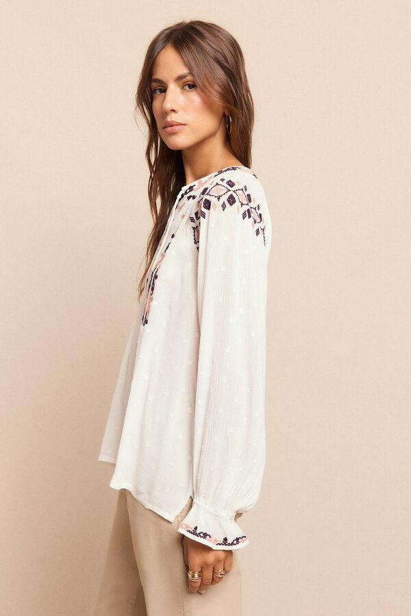 Slowlove Blusa bordada Marfil