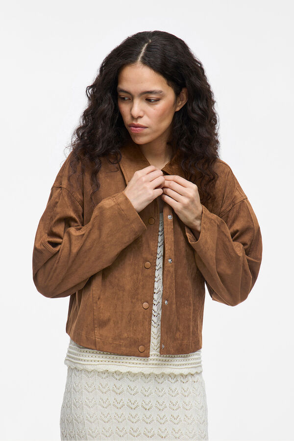 Vila Chaqueta antelina abotonada Marr&oacute;n