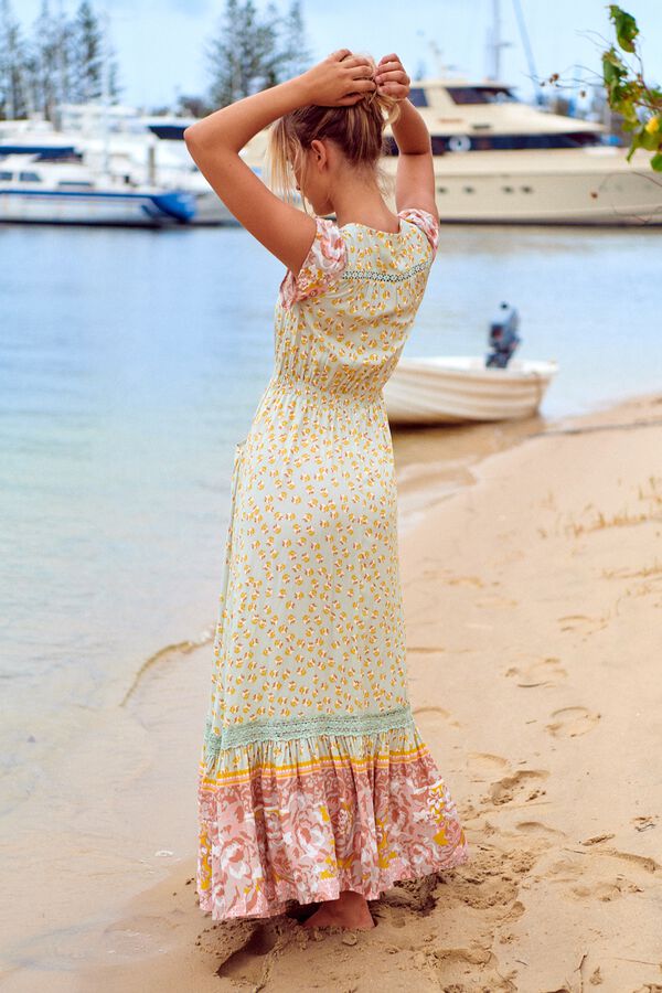 Jaase Vestido largo Carmen Estampado verde