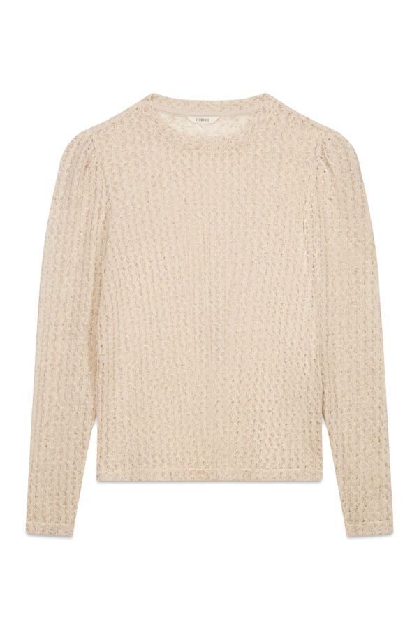 Slowlove Top manga larga estructura rústica Marfil