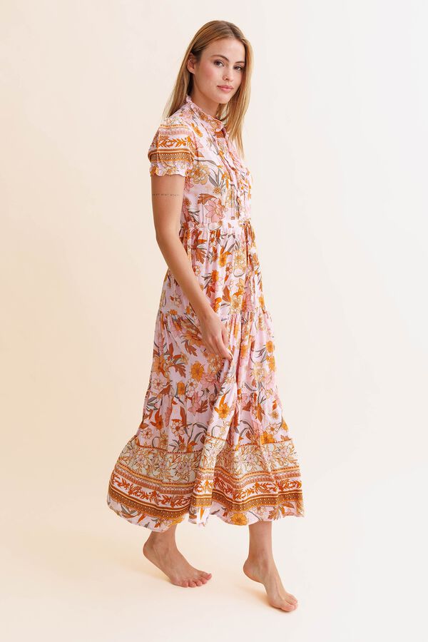 Jaase Vestido largo Rina Estampado naranja