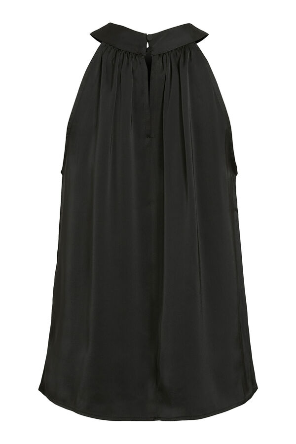 Vila Top satinado cuello halter Negro