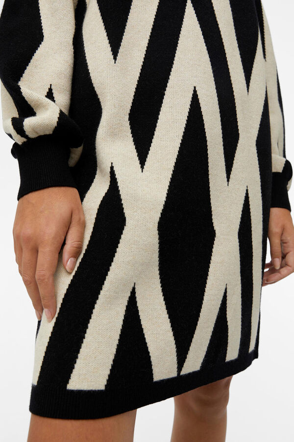 Object Vestido punto cuello vuelto Negro