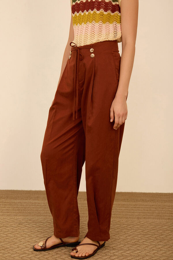 Meisie Pantal&oacute;n tobillero con pinzas Marr&oacute;n