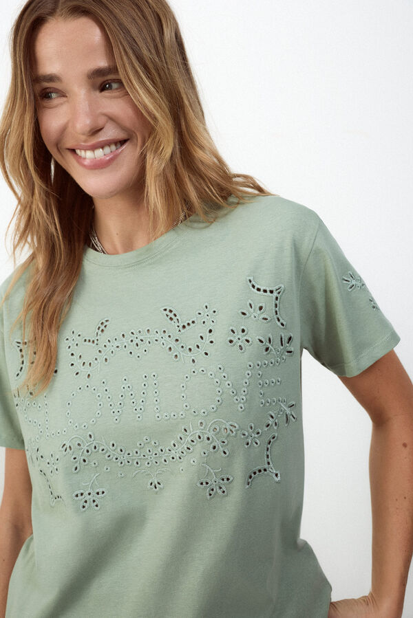 Slowlove Camiseta bordado Kaki