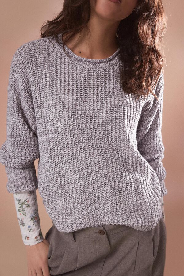 Slowlove Jersey punto perlado Gris oscuro