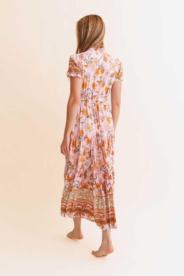 Jaase Vestido largo Rina Estampado naranja