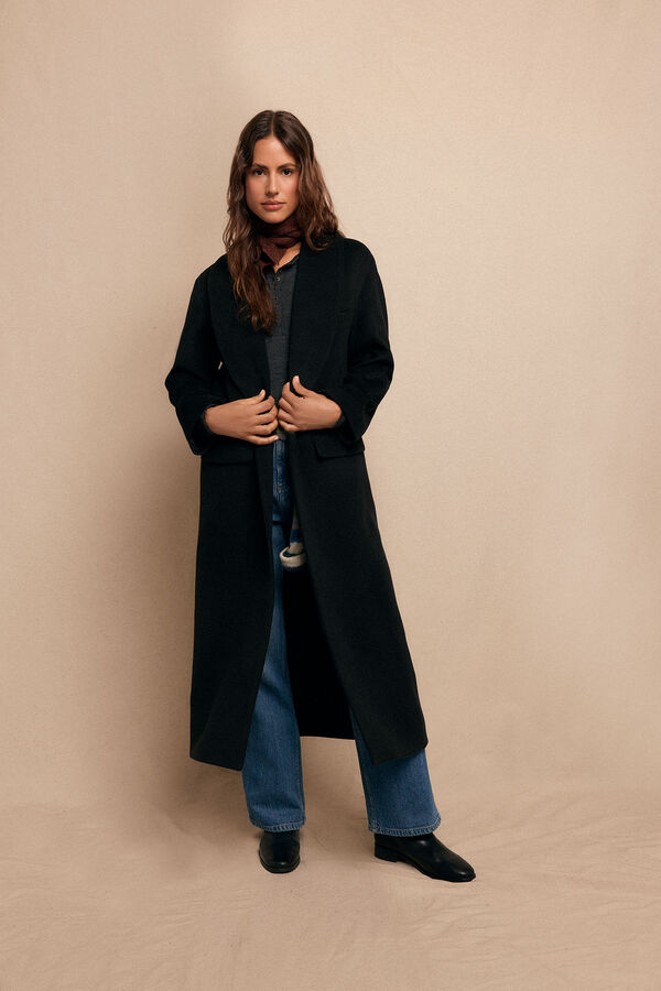 Slowlove Abrigo largo con cuello esmoquín Negro