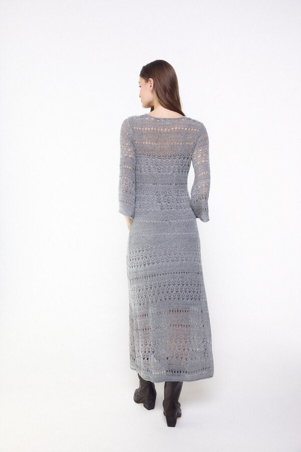 Slowlove Vestido punto calado Gris oscuro