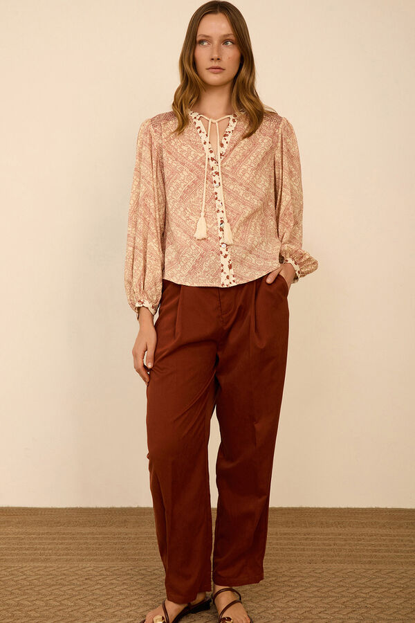 Meisie Pantal&oacute;n tobillero con pinzas Marr&oacute;n
