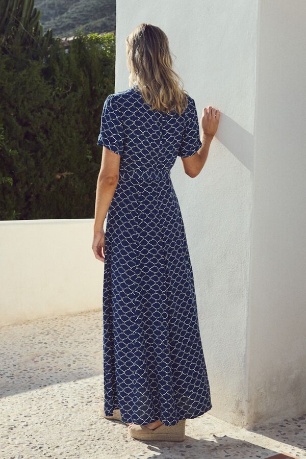Pol&iacute;n Et Moi Vestido largo Luli Estampado azul