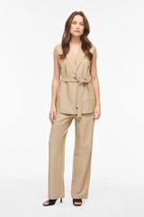 Vila Pantal&oacute;n de vestir largo con viscosa Beige