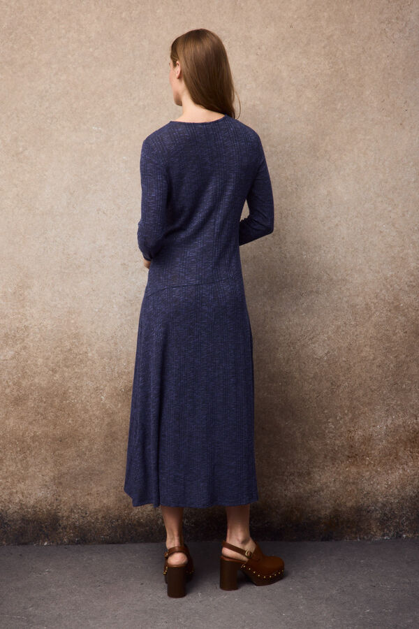 Slowlove Vestido largo melange Azul marino