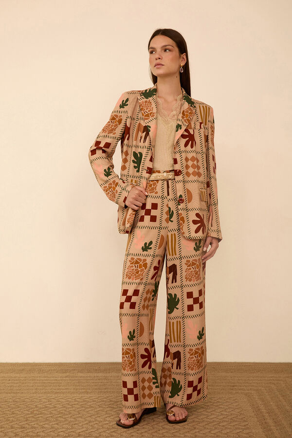 Meisie Blazer fluido estampado Beige