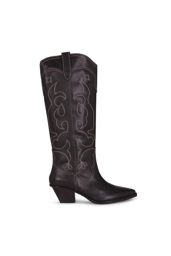 Slowlove Bota piel pespunte Negro