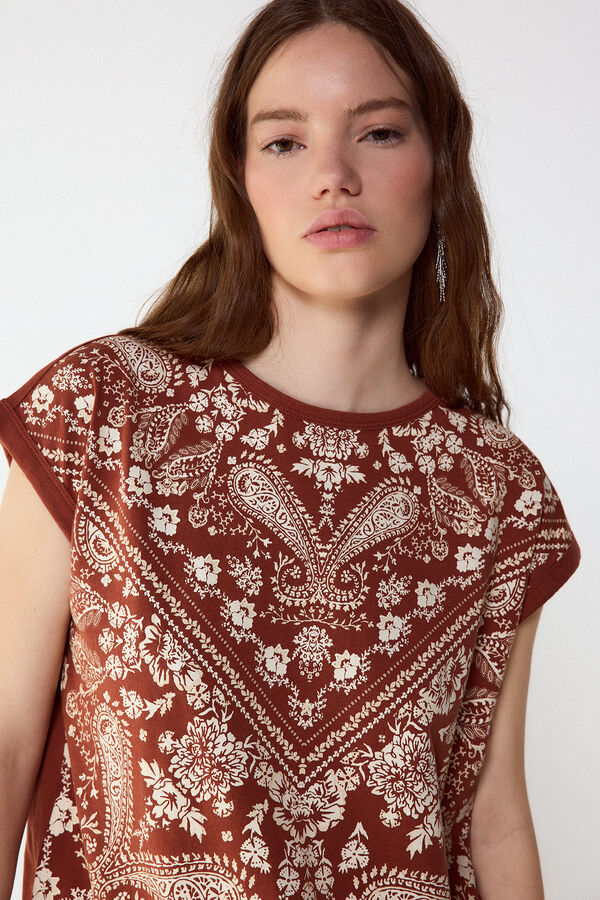 Slowlove Camiseta estampado bandana Estampado granate