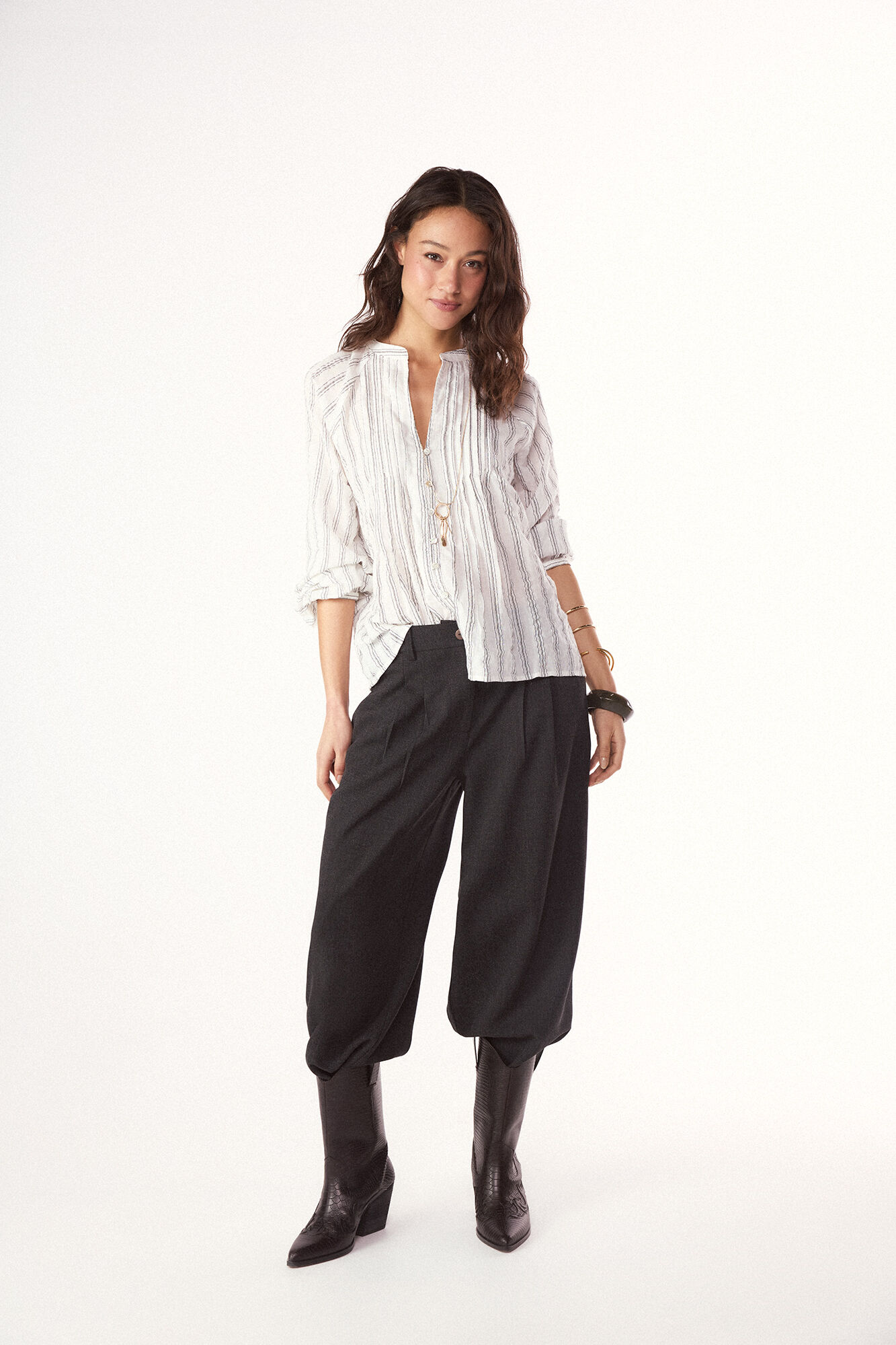 Slowlove Blusa raya tejida